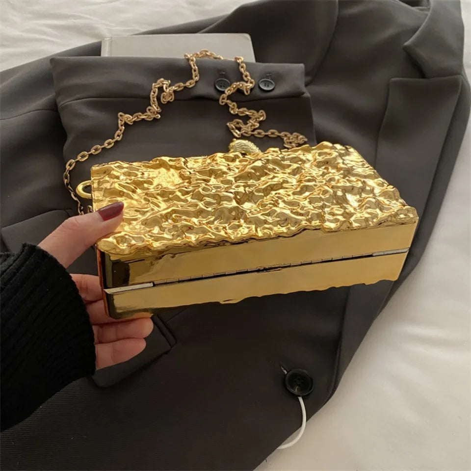 Leopard handle Luxury Gold Silver Party Evening Bag For Women Chain Clutch Handbags And Purses Mini Crossbody Shoulder Phone Bag