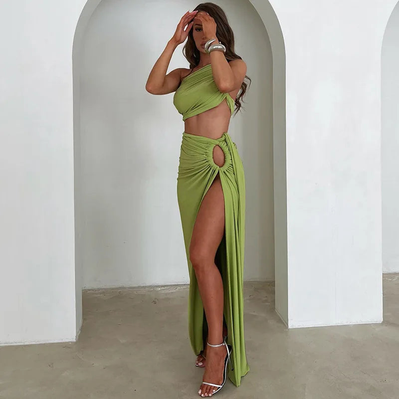Dulzura Women 2024 Summer Tank Tops Long Skirts Party Club Vacation Two Piece Matching Sets Outfits Wholesale Items For Business