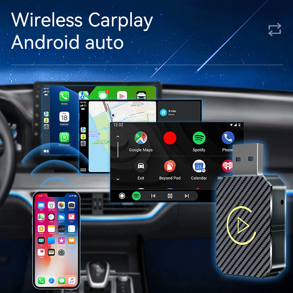 1-10PCS 2 in 1 Wireless CarPlay Android Auto Adapter Wired to Wireless Plug&Play CarPlay Mini Car Ai Box for Audi Toyota VW Peug