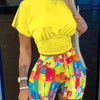 2022 Summer Women's Casual Fashionraglan Sleeve Tie Dye Top + Pants Two Piece Camo Pants Leopard Print Tow Piece Set Ladies Suit