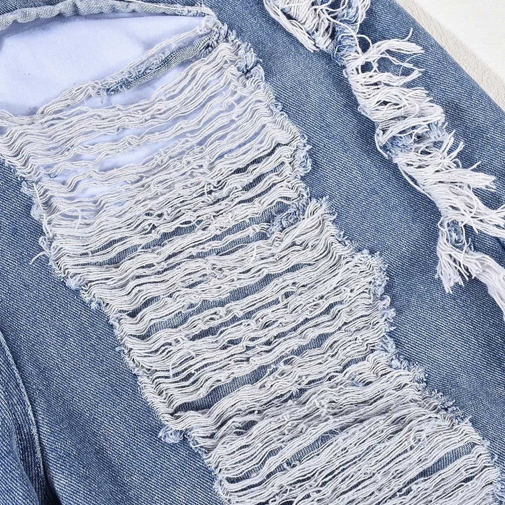 Sibybo Tassel Hollow Out  Overalls For Women Studded Diamond Strapless Backless Jeans Street Fashion Trend Jumpsuite Femme