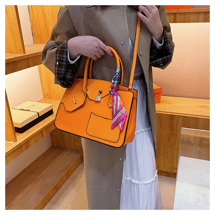 New Birkin Bag Handbag Lychee Grain Large Capacity Advanced Sense Kelly Bag Single Shoulder Crossbody Bag for Women