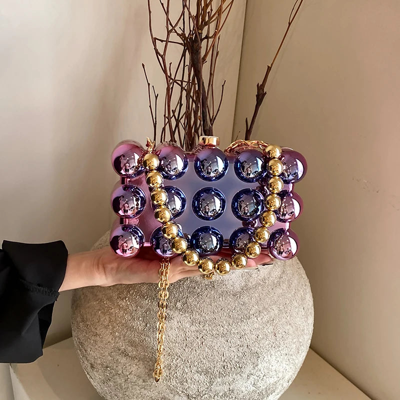 Acrylic Clutch Purse For Women Bubble Crossbody Purse Detachable Strap Square Handbag Wedding Prom Party Leisure Shopping Bag
