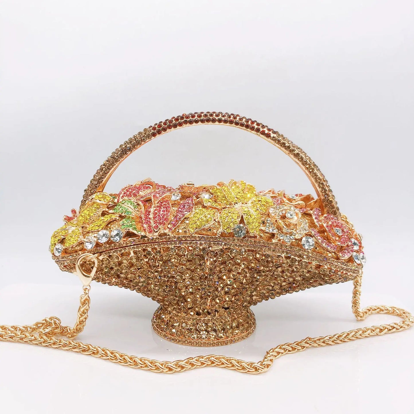 The New Diamond-Encrusted Dinner Baskets Bag Women's Handbag Cross-Body Evening Clutch Flower Elegant Bags Vintage Crystal Bags
