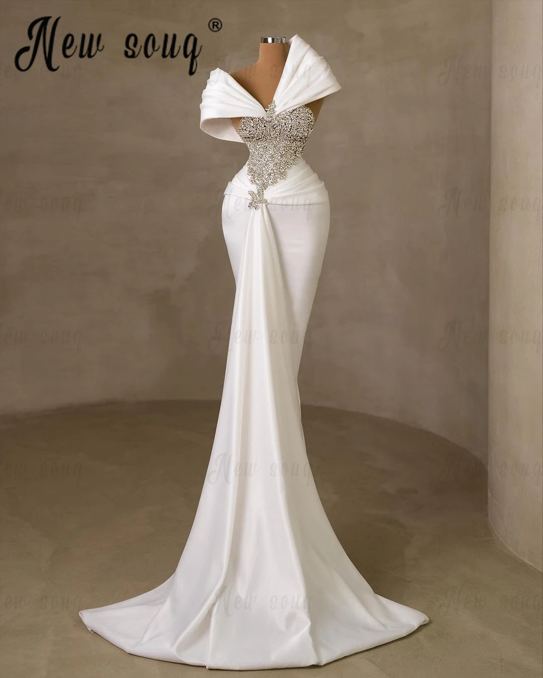 3 Designs Formal Evening Dress Heavy Customized Silver Crystals Beading Prom Gown Elegant Wedding Party Dresses Vestido De Noiva