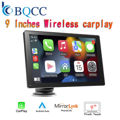 BQCC 9 "carplay Wireless mirror link Android auto Truck HD display with touch  music video player FM transmitting AUX audio