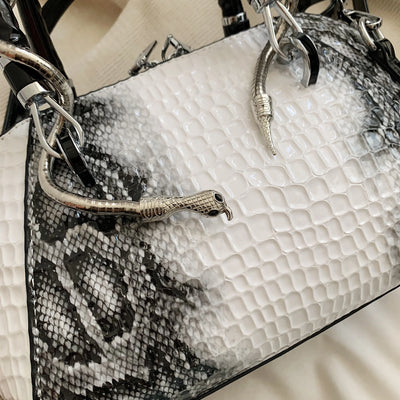 MOODS Designer Luxury Bags For Women Crocodile Pattern Top-handle Shell Bag With Snake Hardware Wild Shoulder Crossbody Handbags