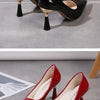 Shoes Woman 2024 Trend New Summer Red Heels Elegant Woman Black Heeled Pointed Toe Pumps Dress Leather White Ladies Shoe