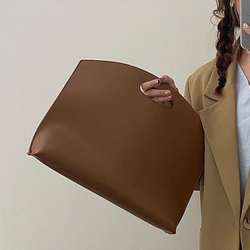 Women's Handbag New Large-capacity File Bag Fashionable Versatile Commuter Bag Leather Briefcase Envelope Clutch Bag