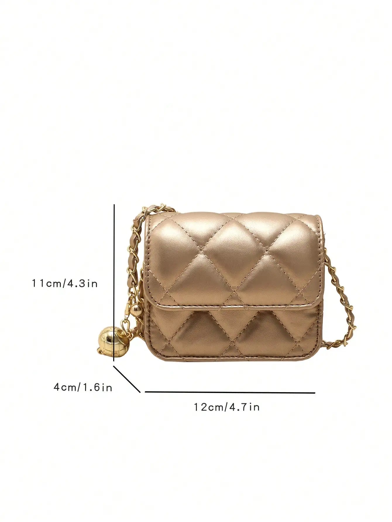 Simple And Versatile Texture Mini Bag With Gold Ball Chain Strap Shoulder Bag Crossbody Bag 	Purse Women's Bag