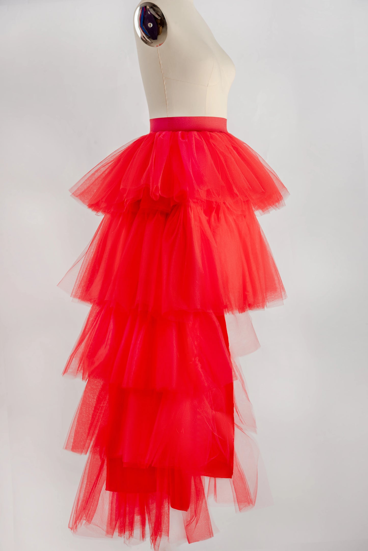 Women Tiered Short Skirts Fluffy Tulle Multi-layer High-Low Petticoat A Line Elastic Waist Underskirt Carnival Party Tutu Skirts