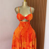 CM.YAYA Women Floral Printed Strap Backless Bra Front Big Swing Maxi Long Dress 2025 Vintage Sexy Club Party Evening Dresses