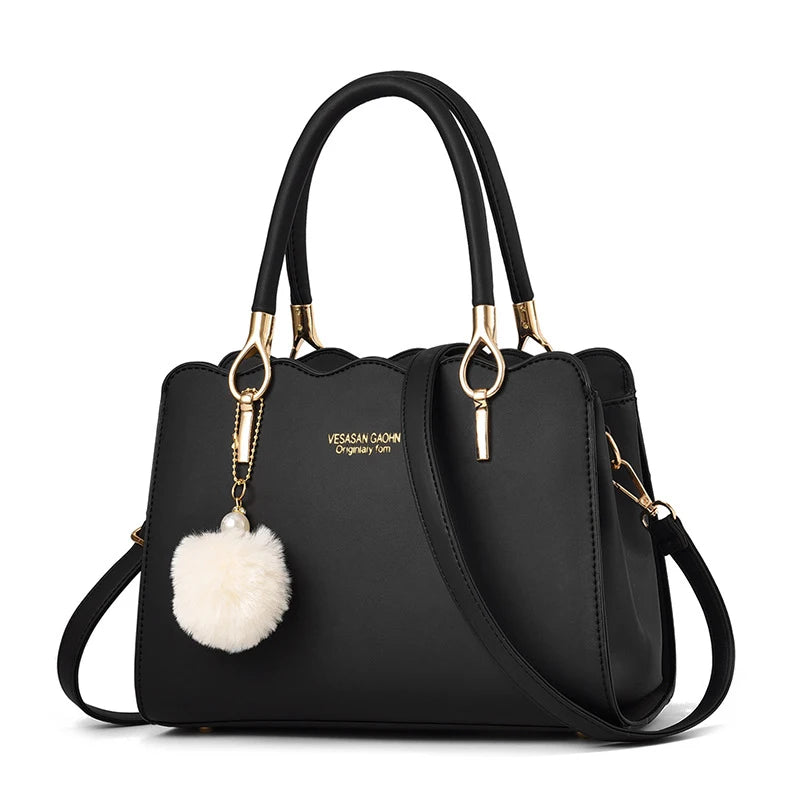 New Fashion Middle Aged Mom Shoulder Crossbody Bag Large Capacity Women's Handbag with Pendant