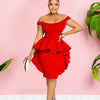 CM.YAYA Women Zipper Side Ruffles Off Shoulder Short Sleeve V-neck Bodycon Midi Dress 2023 Club Evening Sexy Party Dresses