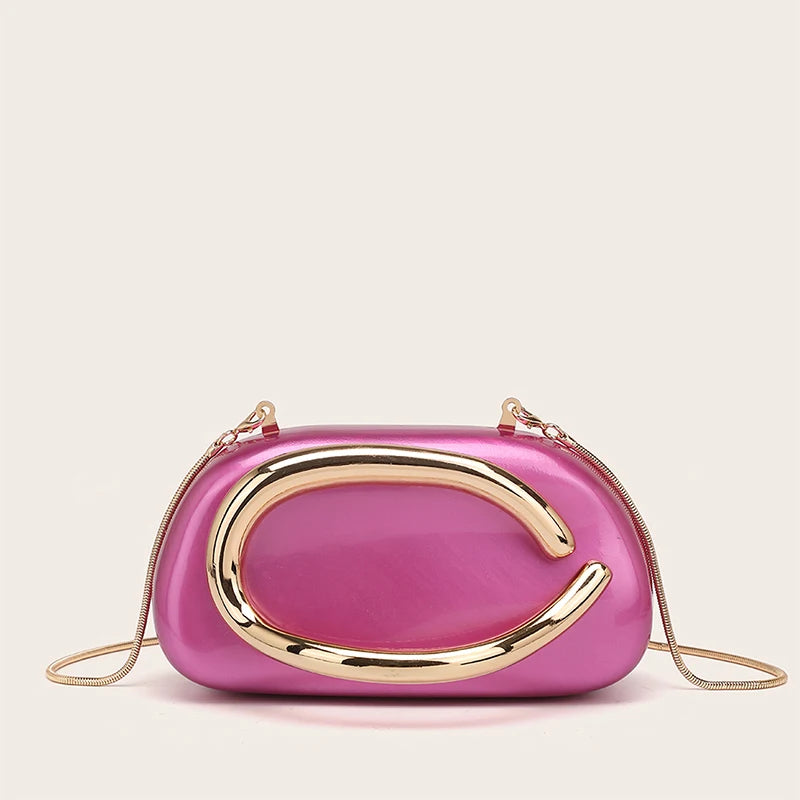Women Acrylic Clutch Box Handbag Metal Handle Evening Bag Trendy Ladies Shoulder Crossbody Purse for Wedding Prom Cocktail Party
