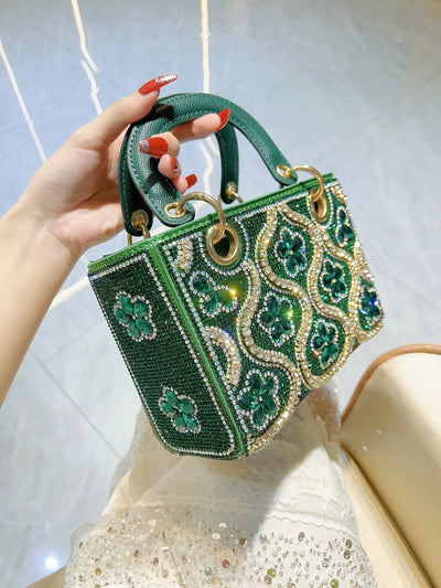 Luxury Women's Evening Bag Handmade Shiny Diamond Decoration Fashion Crossbody Shoulder Bags Women Handbags for Wedding Party