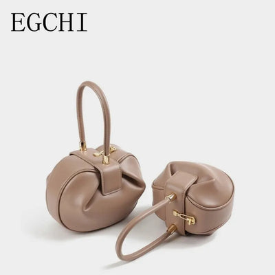 EGCHI Chic Spherical Women Soft Handbags Small Female Designer Handbags High Quality Ladies Evening Tote Bags 2023 Hobos Bolas