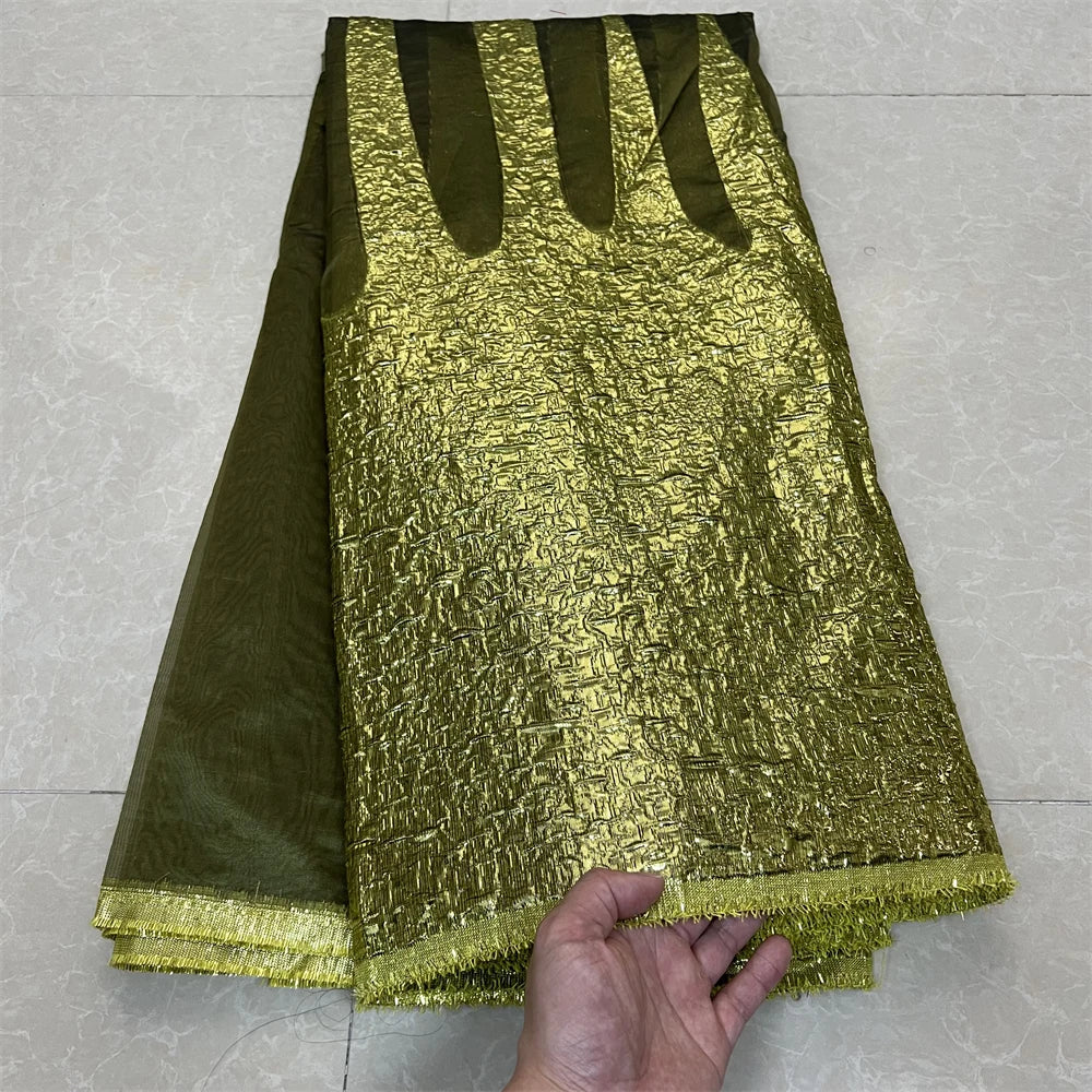 2025 African Nigerian Tulle Lace Fabric Organza Embroidery High Quality Brocade Jacquard 5Yard for Party Gown Dress YXZ157