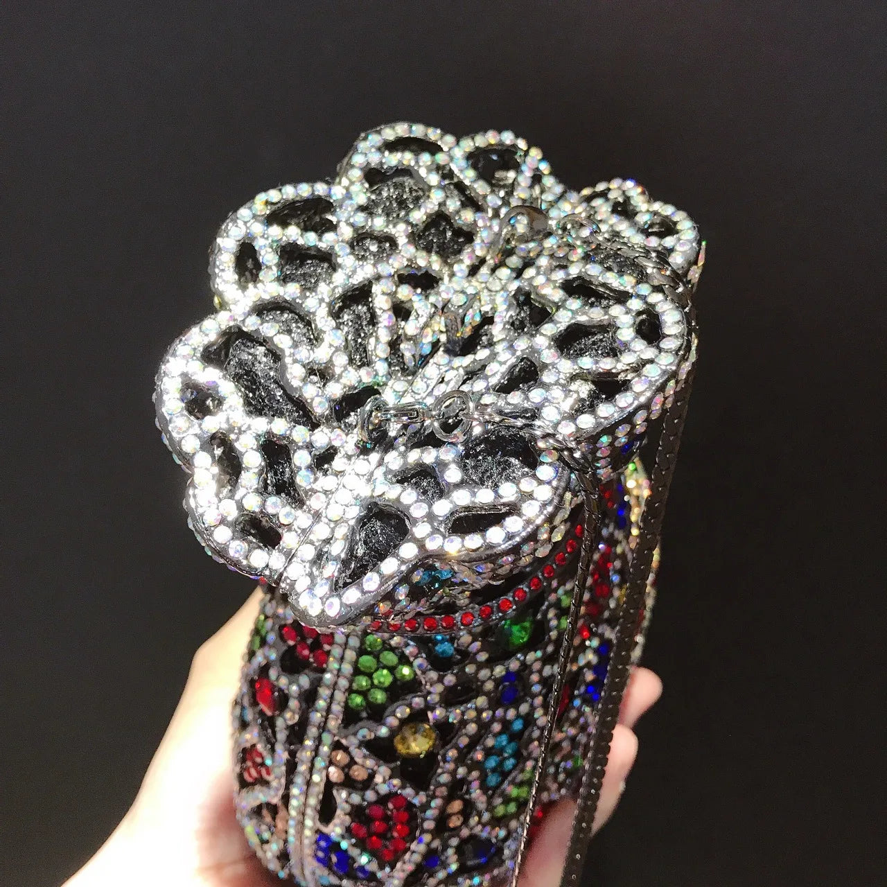 Newest Flower Vase Rhinestone Evening Bags Women Crystal Handbags Metal Chain Elegant Party Bags Luxury Designer Clutch Purse