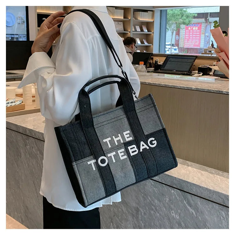 New Fashion Women's Tote Bag Trend Brand Denim Embroidery Crossbody Bag Classic Elegant Shoulder Bag Designer Luxury Handbag