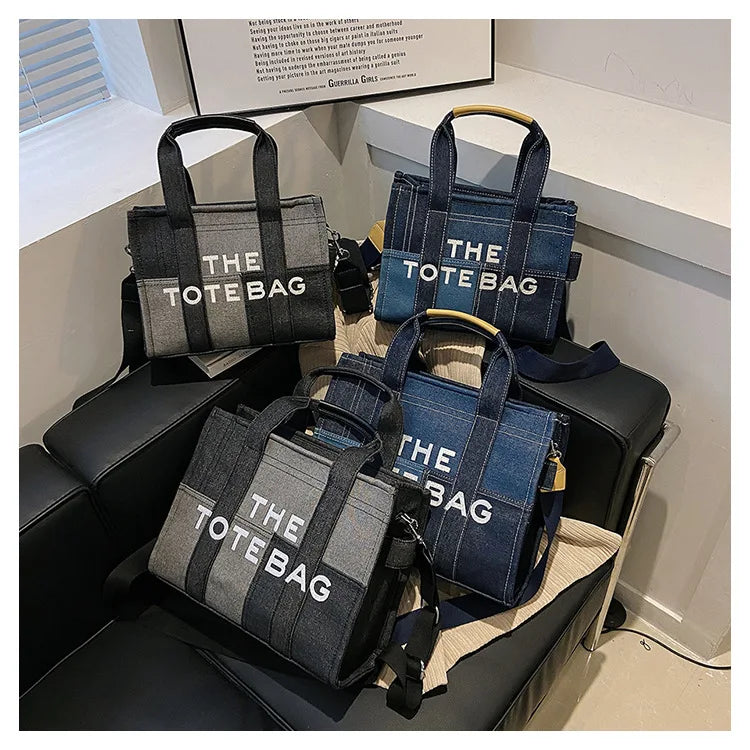 New Fashion Women's Tote Bag Trend Brand Denim Embroidery Crossbody Bag Classic Elegant Shoulder Bag Designer Luxury Handbag