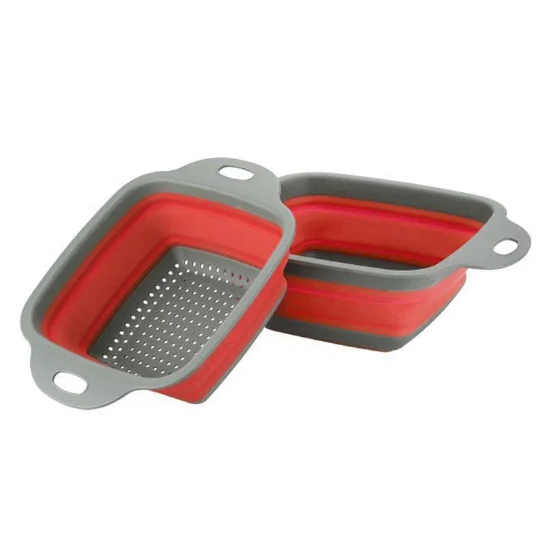 1Pcs Silicone Plastic Square Fruit Vegetable Colanders Washing Basket Foldable Colanders Strainers Kitchen Gardgets Accessories