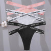 3PCS/Set Cross Strap G-String Cotton Panties Women Sexy High Waist Women's Panties FINETOO Letter Waisted Panty Lingerie M-XL