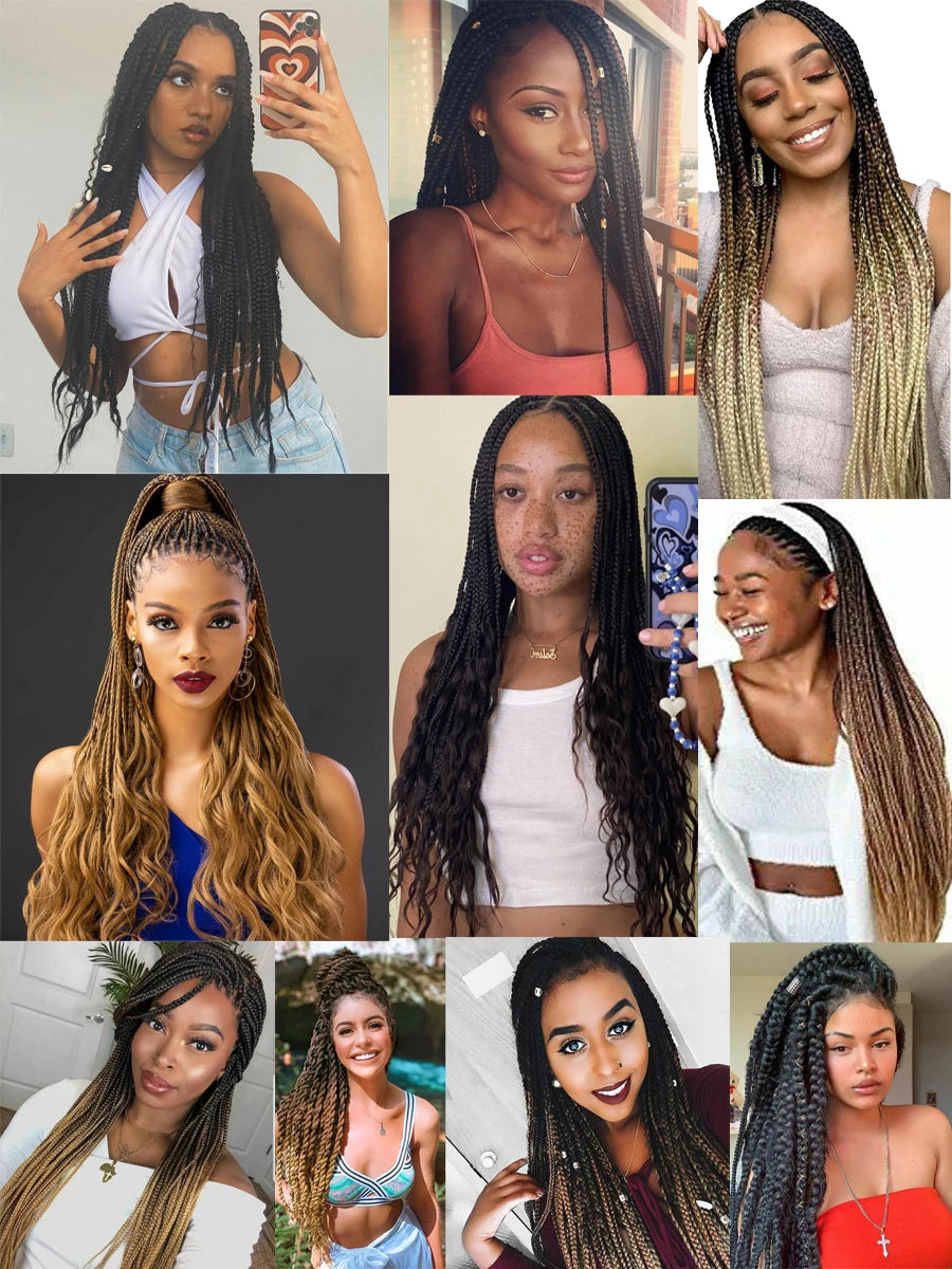 Refined Hair Pre stretched EZ Braid Synthetic Ombre Brown Light Brown Braids Extensions Senegal Twist Yaki Straight Crochet Hair