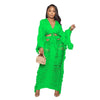 Women Summer Beach 2 Piece Skirt Set Long Sleeve Crop Top and Maxi Skirt Crochet Swimwear Fringe Tassel Hollow Out Loose Outfits
