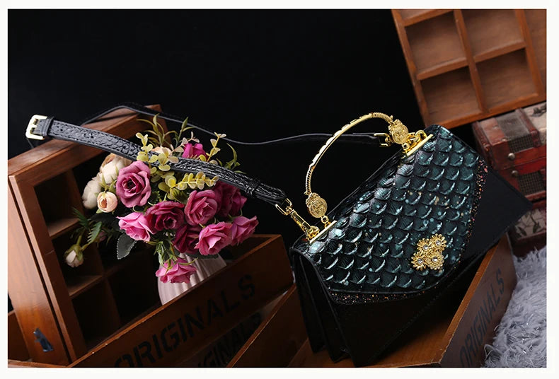 Leather Women's Bag 2025 New Fashion Snake-print Cowhide Small Handbags Shoulder Crossbody Bags Lady Party Messenger Shell Bags