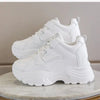 Women's Sneakers 2025 Spring Lace-Up Thick Bottom Vulcanize Shoes Woman Pu Leather Breathable White Black Sports Shoes Ladies
