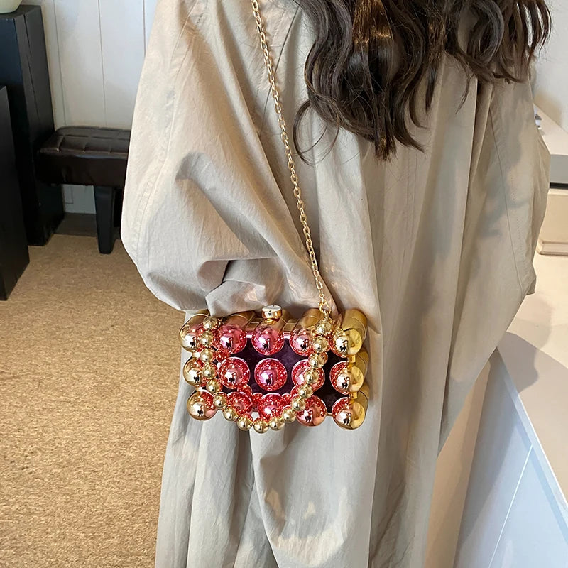 Acrylic Clutch Purse For Women Bubble Crossbody Purse Detachable Strap Square Handbag Wedding Prom Party Leisure Shopping Bag