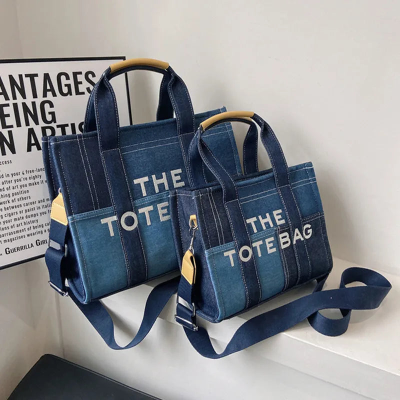 New Fashion Women's Tote Bag Trend Brand Denim Embroidery Crossbody Bag Classic Elegant Shoulder Bag Designer Luxury Handbag