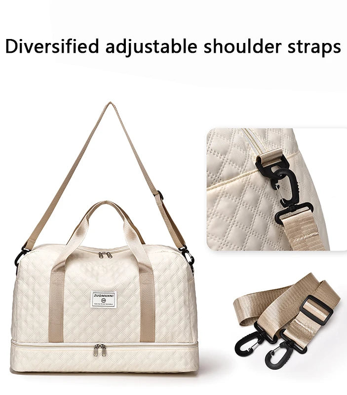 Lightweight Rhombic Lattice Travel Dufile Bag , Large Capacity Sports Fitness Storage Bag, Portable Weekender Overnight Bag