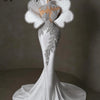 New White Heavy Luxury Evening Dress 2024 Hochzeitskleid With 3D Leaf Design Ladies Dresses For Special Occasions Customized