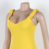 CM.YAYA Women Spaghetti Strap Sleeveless V-neck Mini Dress 2025 Summer Ruched Stacked Party Evening Night Club Chic Dresses