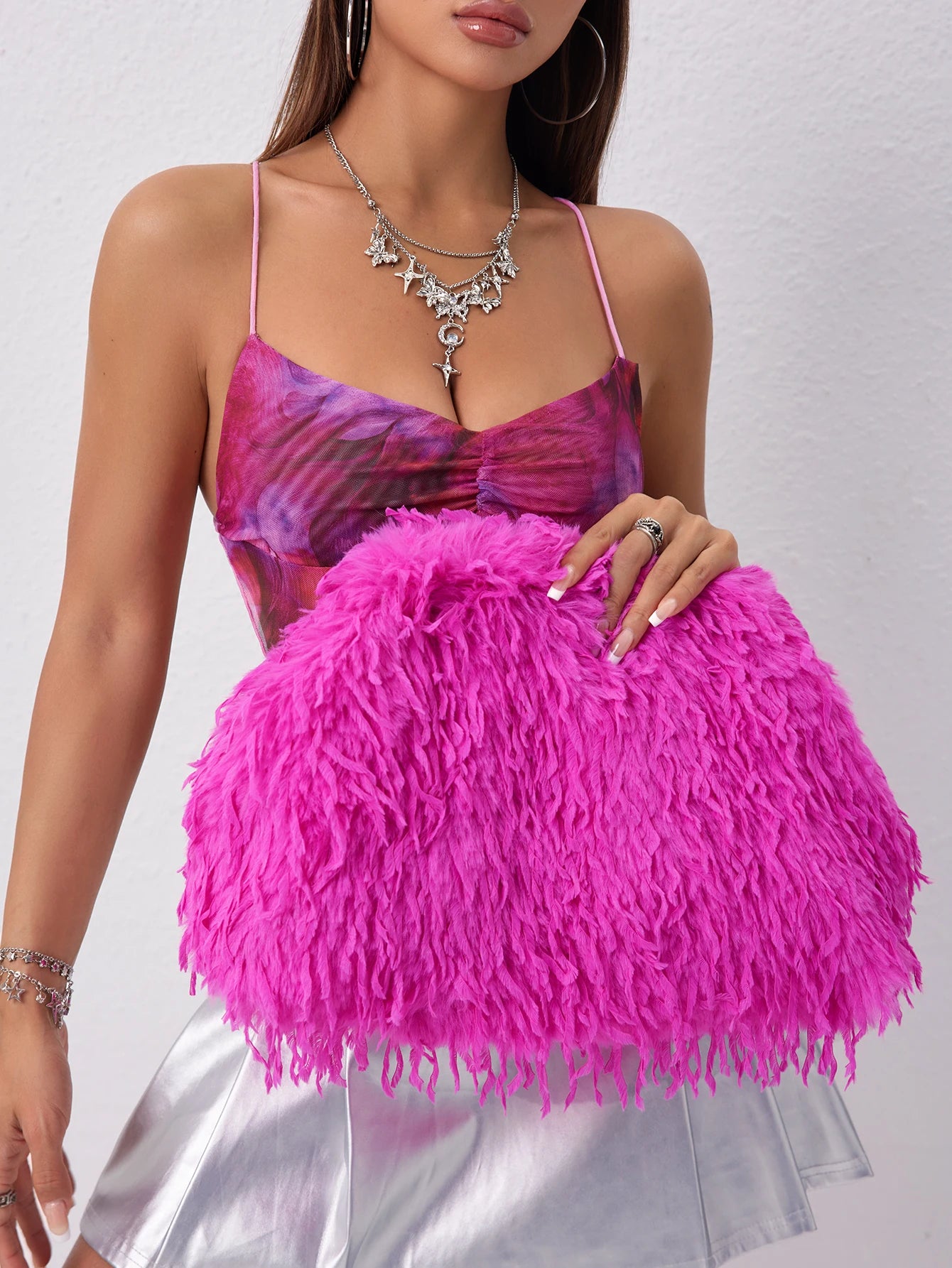 Dopamine Style Clip Bag, Y2K Fuzz Clutch Bag for Women, Porm Dresses for Women, Wedding Items, Party Bag, Large Capacity Women Purse