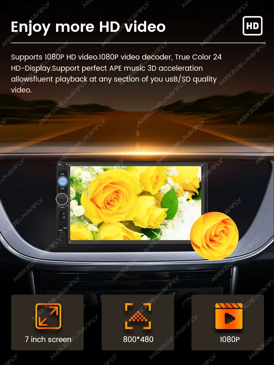 2DIN MP5 Video Player 7'' Universal Car Radio Multimedia Support Bluetooth USB TF FM Carplay Android Auto Touch Stereo Autoradio