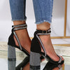 Heel Sandals Women Rhinestone Sexy Transparent High Heels Sandals Female New Summer Party Dress Shoes Ladies Pumps Plus Size