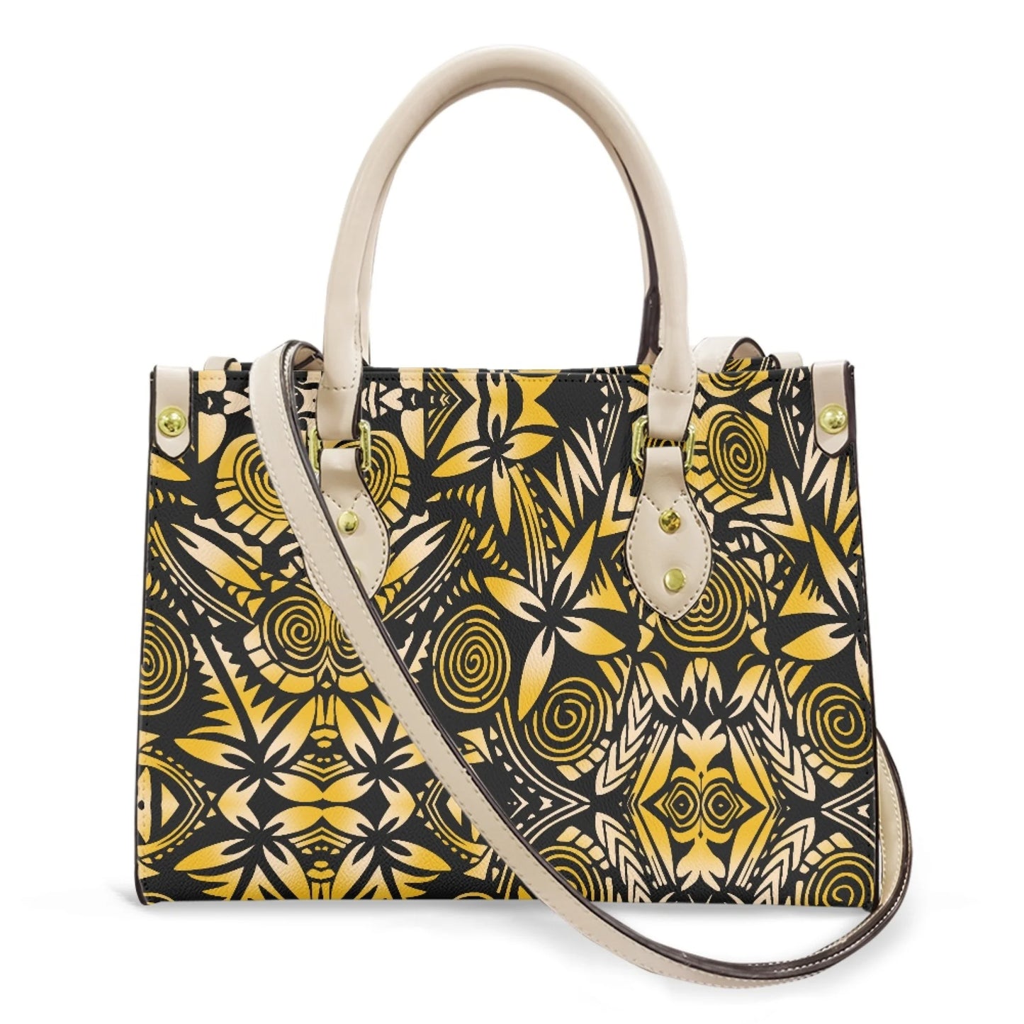 Women Pu Handbag Custom Wholesale Polynesian Tribal Floral Design Women Shoulder Bag Large Capacity Travel Temperament Women Bag