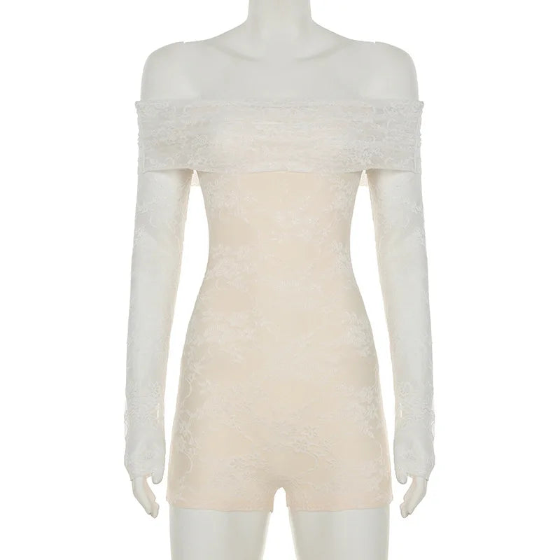 Sisterlinda Autumn Release Junior Short Sexy High Street Jumpsuits M24Q62420Girl Knit Lace White Slim Backless Fashion Jumpsuits