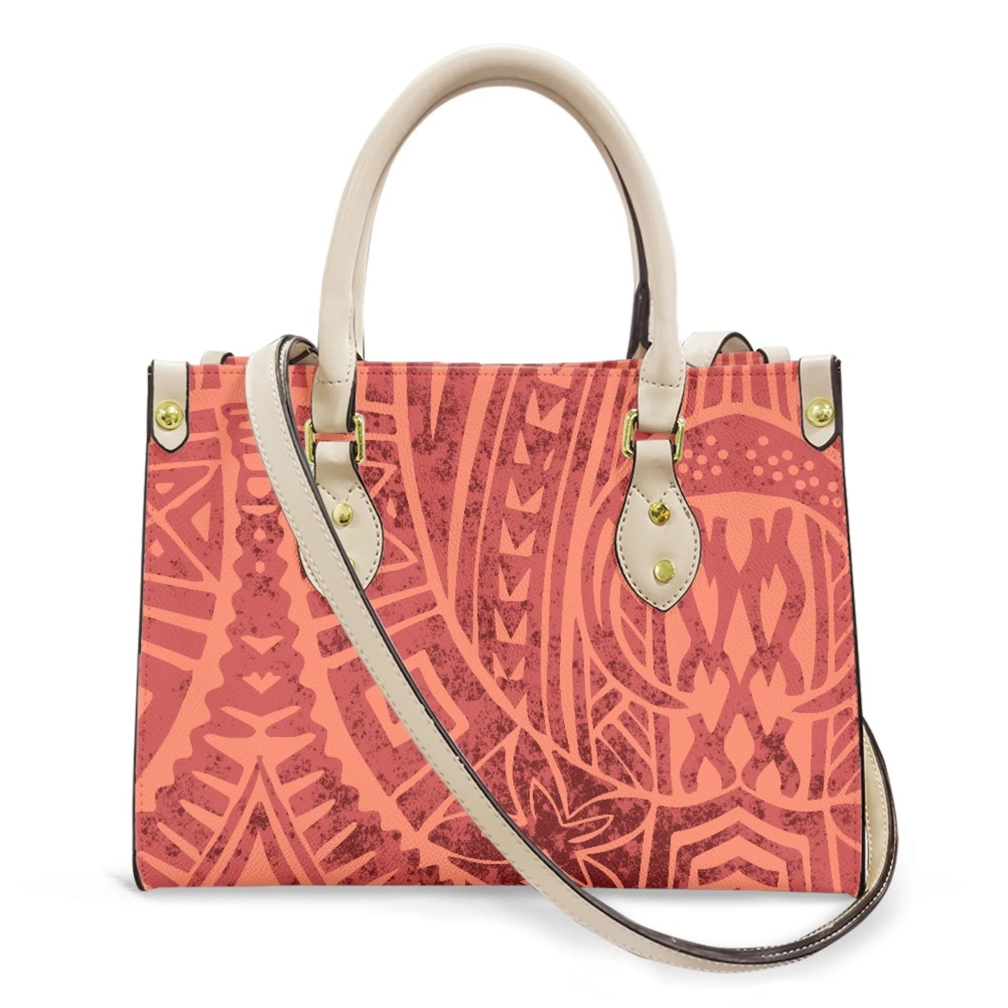 Women Pu Handbag Custom Wholesale Polynesian Tribal Floral Design Women Shoulder Bag Large Capacity Travel Temperament Women Bag
