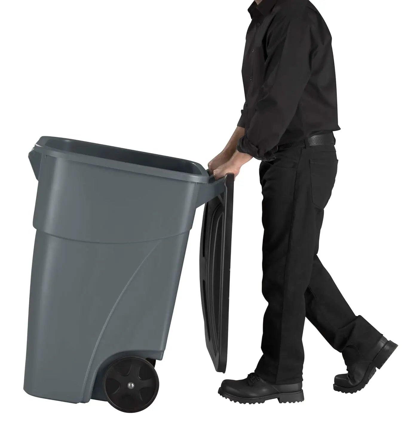 Commercial Products BRUTE Rollout Trash/Garbage CanBin with Wheels 50GAL Blu  for Restaurants Hospitals Offices Back of Hous