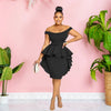 CM.YAYA Women Zipper Side Ruffles Off Shoulder Short Sleeve V-neck Bodycon Midi Dress 2023 Club Evening Sexy Party Dresses