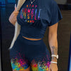 2022 Summer Women's Casual Fashionraglan Sleeve Tie Dye Top + Pants Two Piece Camo Pants Leopard Print Tow Piece Set Ladies Suit