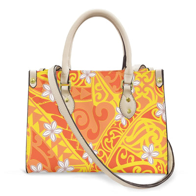 Women Pu Handbag Custom Wholesale Polynesian Tribal Floral Design Women Shoulder Bag Large Capacity Travel Temperament Women Bag