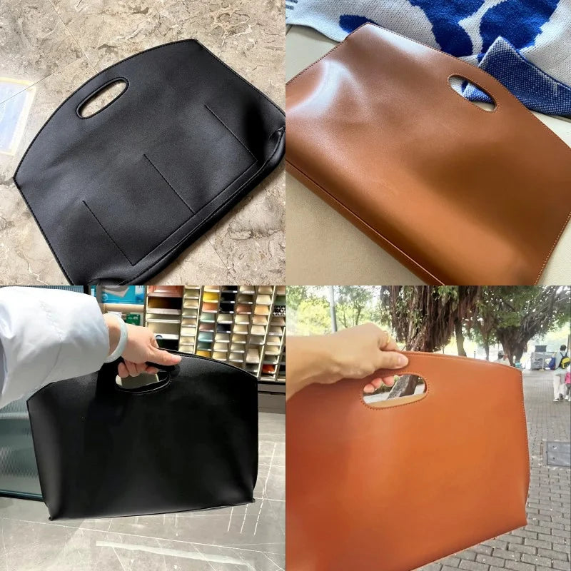 Women's Handbag New Large-capacity File Bag Fashionable Versatile Commuter Bag Leather Briefcase Envelope Clutch Bag