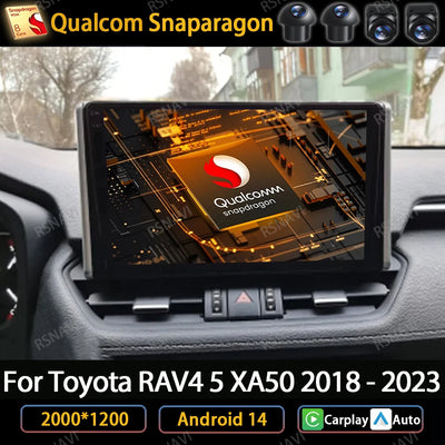 Android 14 Car Radio For Toyota RAV4 5 XA50 2018 - 2023 Multimedia Video Player Navigation GPS 2Din Carplay Auto 4G WIFI QLED BT