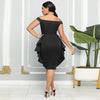 CM.YAYA Women Zipper Side Ruffles Off Shoulder Short Sleeve V-neck Bodycon Midi Dress 2023 Club Evening Sexy Party Dresses