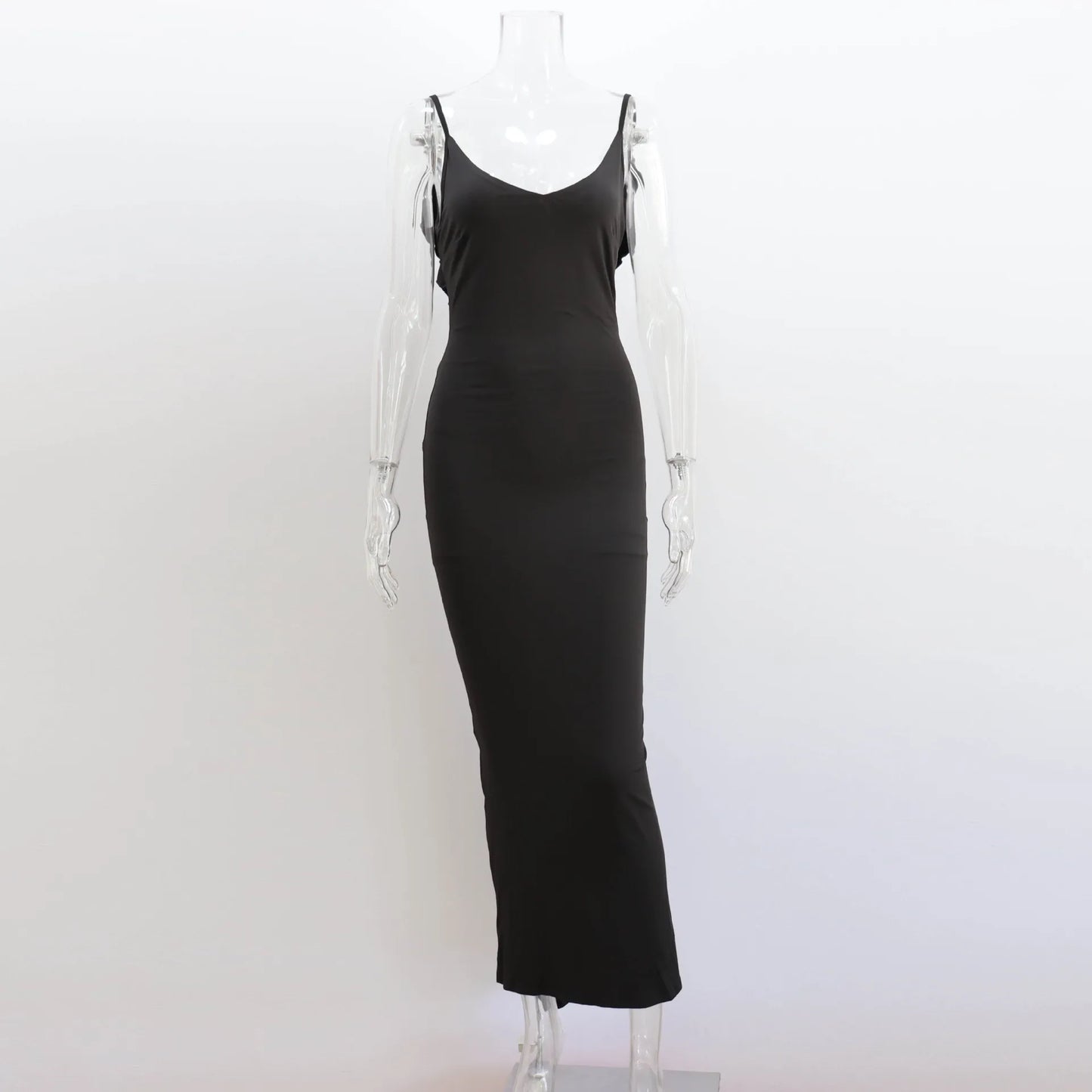 Ruffles Backless Sheath Bodycon Maxi Dresses Party Sleeveless Camisole Robe Femme V Neck Summer Dress Woman Sexy Vestidos Mujer